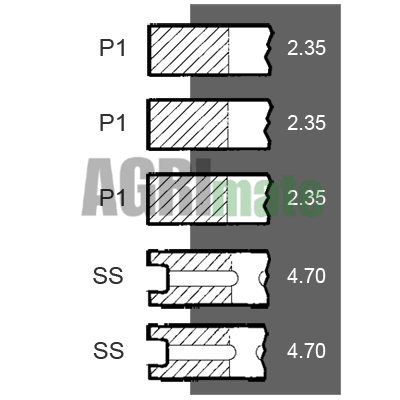 Technical drawing for PISTON RING SET
Ø 100 MM – STD