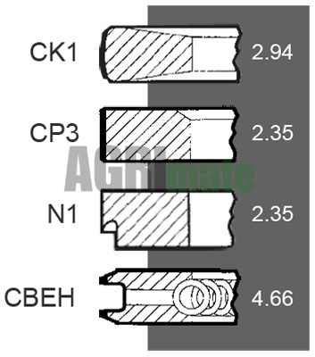 Technical drawing for PISTON RING SET
+0.020” – 0.51 MM