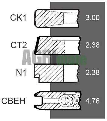 Technical drawing for PISTON RING SET
+0.030” – 0.762 MM