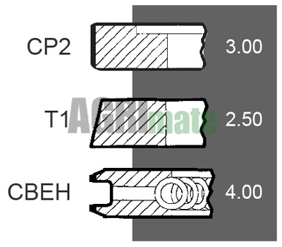 Technical drawing for PISTON RING SET
Ø 105 MM – STD