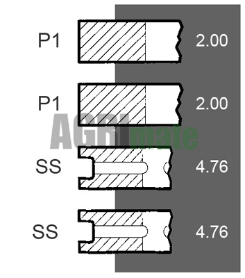 Technical drawing for PISTON RING SET
Ø 87 MM – STD