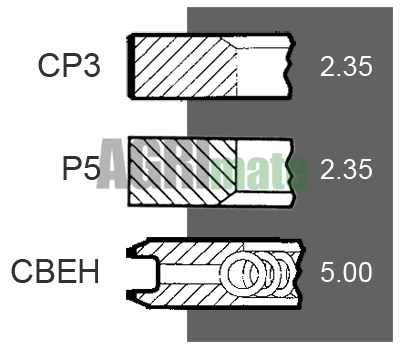 Technical drawing for PISTON RING SET
Ø 98 MM – STD