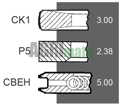 Technical drawing for PISTON RING SET
Ø 102 MM – STD