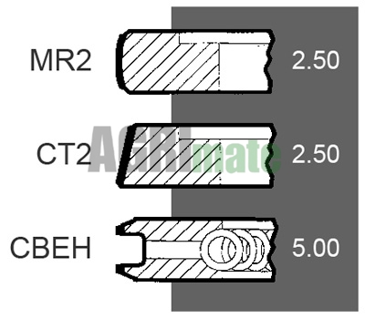 Technical drawing for PISTON RING SET
Ø 101.05 MM – STD