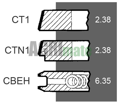 Technical drawing for PISTON RING SET
Ø 114.31 MM – STD