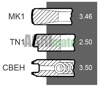 Technical drawing for PISTON RING SET
Ø 100.00 MM – STD