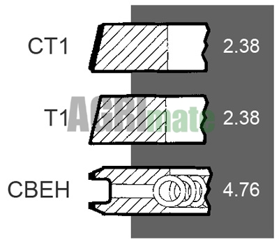 Technical drawing for PISTON RING SET
Ø 91.49 MM – STD
