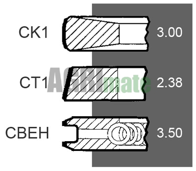 Technical drawing for PISTON RING SET
Ø 91.48 MM – STD