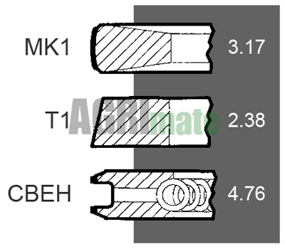 Technical drawing for PISTON RING SET
Ø 98.48 MM – STD