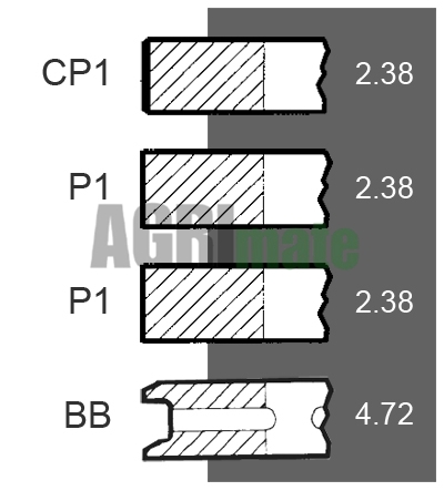 Technical drawing for PISTON RING SET
STD