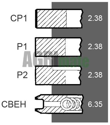 Technical drawing for PISTON RING SET
Ø 98.48 MM – STD