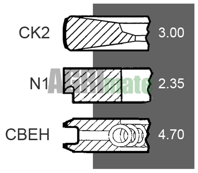 Technical drawing for PISTON RING SET
Ø 111.761 MM – STD