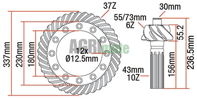 Technical drawing for CROWN WHEEL AND PINION SET
Z=6/37