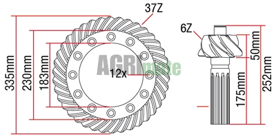 Technical drawing for CROWN WHEEL AND PINION SET
Z=6/37