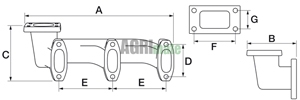 Technical drawing for 1/2 EXHAUST MANIFOLD
2 INLETS