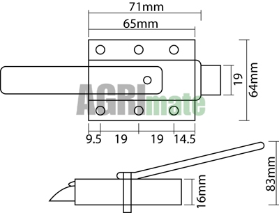 Technical drawing for DOOR HANDLE