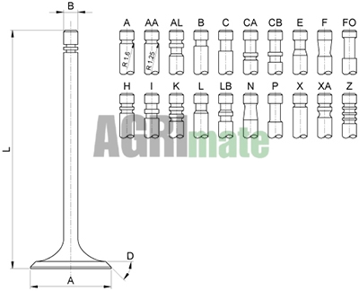 Technical drawing for ENGINE VALVE EXHAUST
Ø 43.00 x 9.40 mm – L 146.30 mm – 45 °