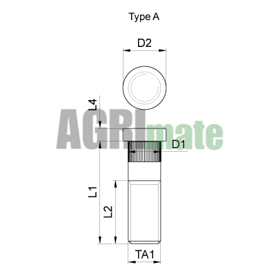 Technical drawing for WHEEL BOLT