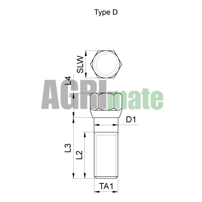 Technical drawing for WHEEL STUD
1/2 ” – L 47 MM