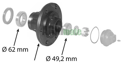 Technical drawing for FRONT WHEEL HUB
Ø 62 X 49.2 MM