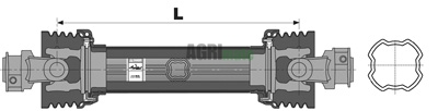 Technical drawing for STANDARD DRIVE SHAF S9 – L = 1210
1” 3/8-6Z x 34.9 X 106 – 2.H8/1.H8