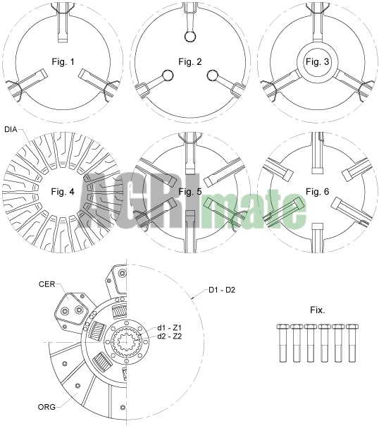 Technical drawing for CLUTCH KIT WITHOUT BEARINGS Ø 330
DRI. CERA RIGID 18 Z