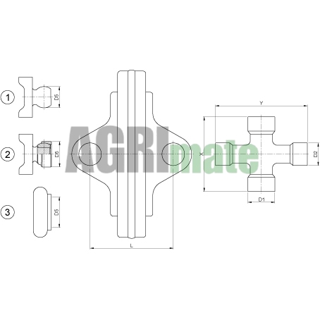 Technical drawing for WIDE-ANGLE DOUBLE YOKE
L = 112 mm – S6/G5/G7