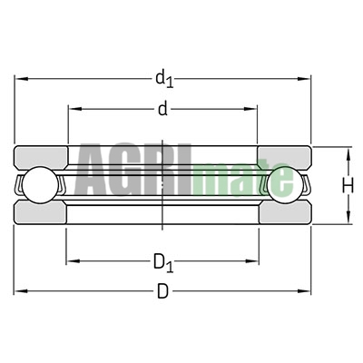 Technical drawing for THRUST BALL BEARING
51209