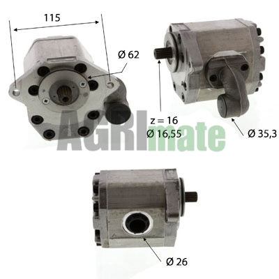 Technical drawing for HYDRAULIC PUMP  42 L/ min
19.5 CC