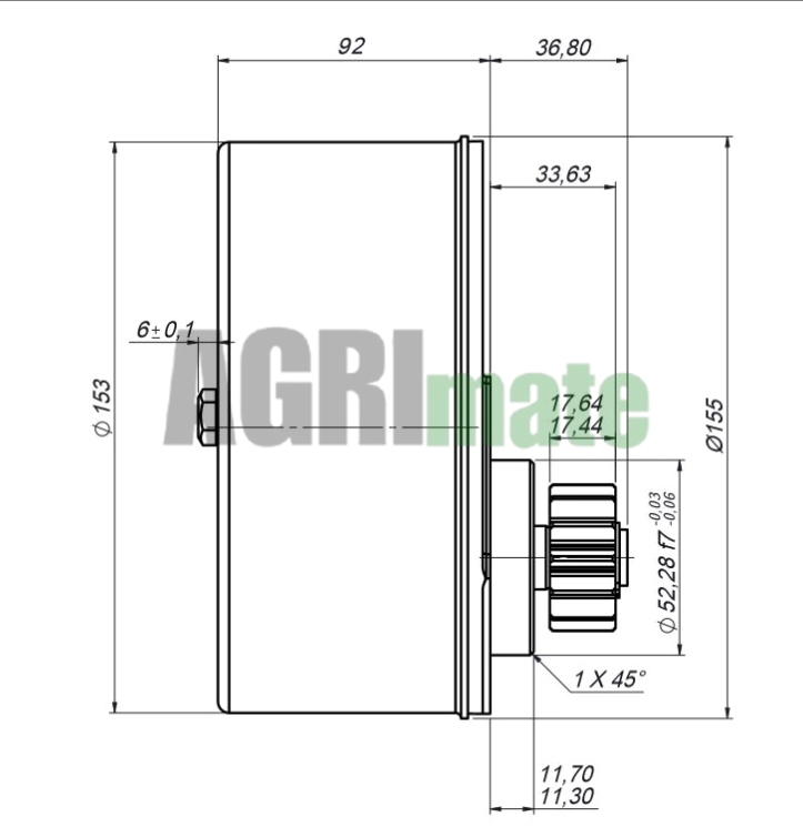 Technical drawing for POWER STEERING PUMP
DEPHT – 92 mm