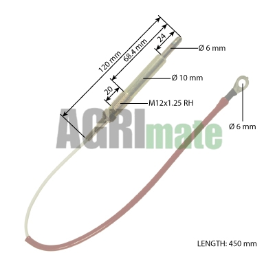 Technical drawing for HEATER PLUG
11V – M12 X 1.25 – L 121 MM