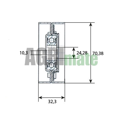Technical drawing for IDLER PULLEY
Ø 70 MM – L 32.3 MM