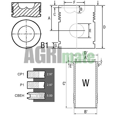 Technical drawing for PISTON-LINER KIT