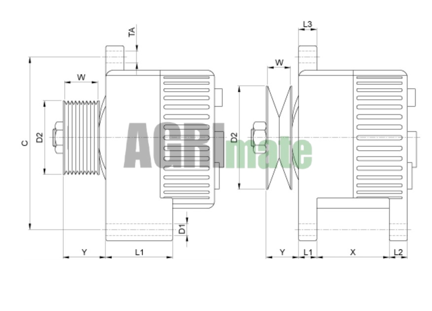 Technical drawing for ALTERNATOR
14 V – 33 A