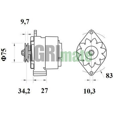 Technical drawing for ALTERNATOR
14 V – 65 A