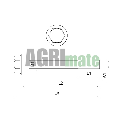 Technical drawing for CYLINDER HEAD BOLT
L 120 mm – 1/2” UNF