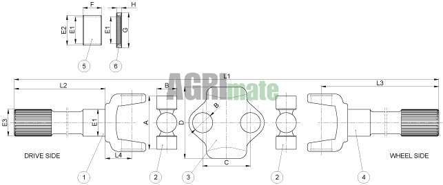 Technical drawing for UNIVERSAL JOINT
AL64121