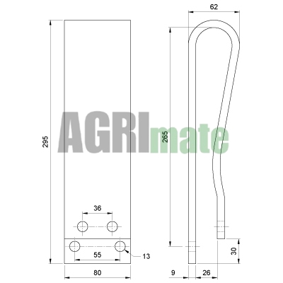 Technical drawing for LOWER LINK SENSING SPRINGS
L 270 / 305 mm