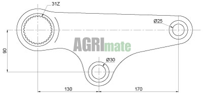 Technical drawing for ROCKSHAFT LIFT ARM
L 300 MM – Ø 30 MM – Z31 – RH CAT.3