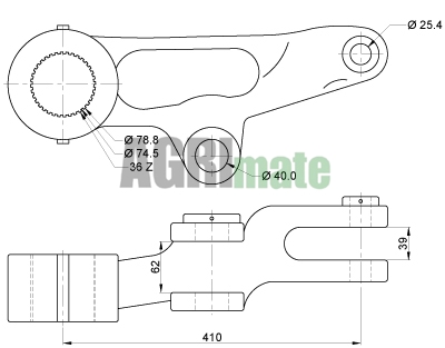 Technical drawing for ROCKSHAFT LIFT ARM
L 550 MM – Ø 25.40/40/78.80 MM – Z36 – LH