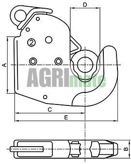 Technical drawing for LOWER LINK HOOKS
CAT 1 – 50 kW