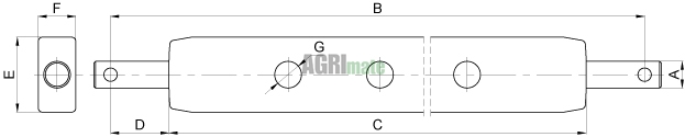 Technical drawing for RECTANGULAR DRAWBAR
CAT 1 – L 740 MM – 9 HOLES
