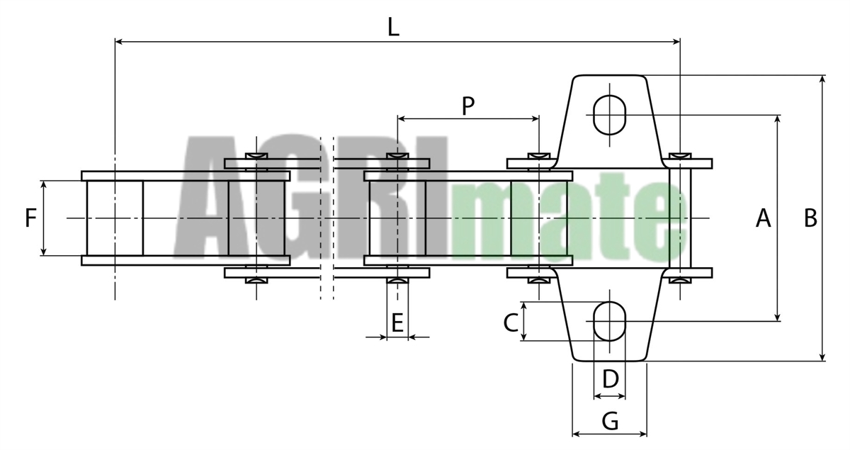 Technical drawing for CONVEYOR CHAIN
38.4VB – 107 LINKS / 18 ATTACHMENTS-4109 mm