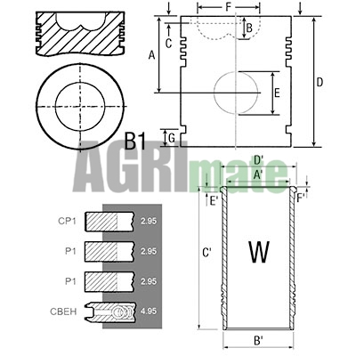 Technical drawing for PISTON-LINER KIT