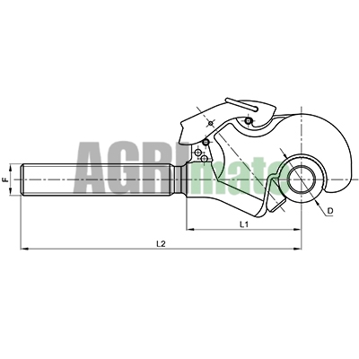 Technical drawing for HOOK WITH THREADED ROD
CAT 3 – 1” 3/4 UNC / LH – L 425 mm