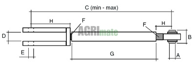 Technical drawing for LEVELING ARM
L 550/770 MM – Ø 19.5(2 X )- 23 X 63 – Ø 22 MM