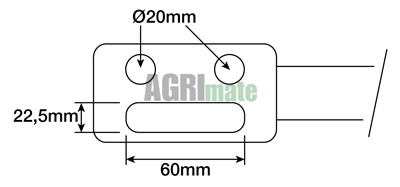 Technical drawing for LEVELING ARM
L 725/870 MM – Ø 20(2 X )- 22.5 X 60 – Ø 23 MM