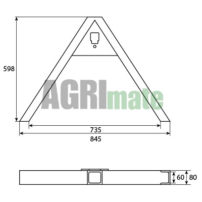 Technical drawing for LINKAGE TRIANGLE – MACHINE SIDE
CAT 1-2-3 – 870 MM – H 600 MM
