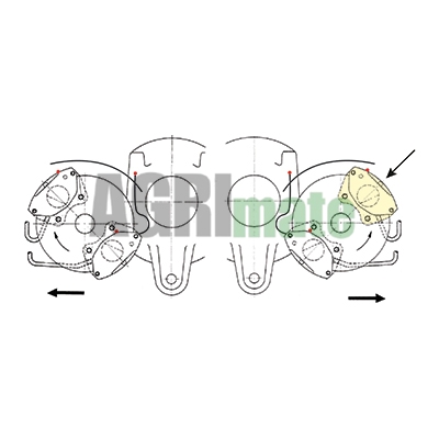 Technical drawing for BRAKE CALIPER
UPPER RIGHT – INLET OIL UP 3 BRAKE BLEED