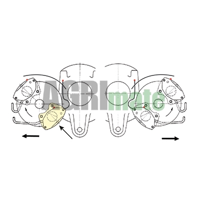 Technical drawing for BRAKE CALIPER
LOWER LEFT – INLET OIL DOWN 3 BRAKE BLEED